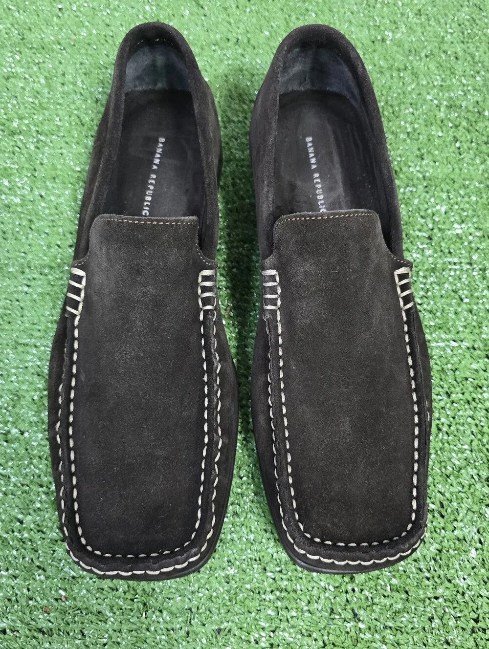 Banana Republic Anton Genuine Leather Suede Rich Dark Brown Mock Toe Loafers